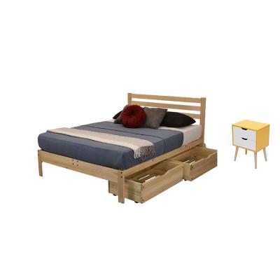 China Modern Single PANEL Queen King Size Wooden Bed Without Bedside Easy To Assemble for sale