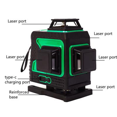 China 16 Lines 4D Green Light Rotating Infrared Meter And Line Meter 360 Degree Laser Level Kit 130mm*60mm/*120mm for sale