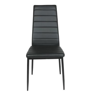 China EUROPEAN Black Modern Stainless Steel Frame Household PU Leather Dining Chair Furniture Powder Coat for sale