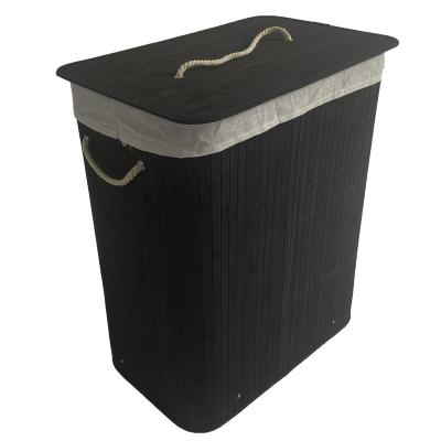 China Folding Large collapsible black color folding dirty rattan bamboo laundry basket for sundries and dirty clothes for sale