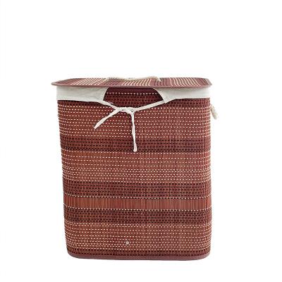 China Eco-Friendly Rectangle Large Folding Bamboo Folding Laundry Hamper Storage Hamper For Sundries And Dirty Clothes for sale