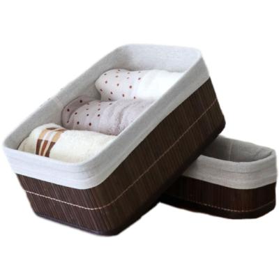 China Sundries Storage Cheap Sale Good And Set Real Bamboo Three Piece Home Storage Basket Natural Bamboo Basket With Liner for sale