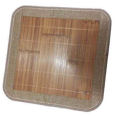 China Washable 100% Natural Bamboo Spa Bath Mat Rug with Fabric Trim for Bathroom Vanity/Bathtub Entry/Shower for sale