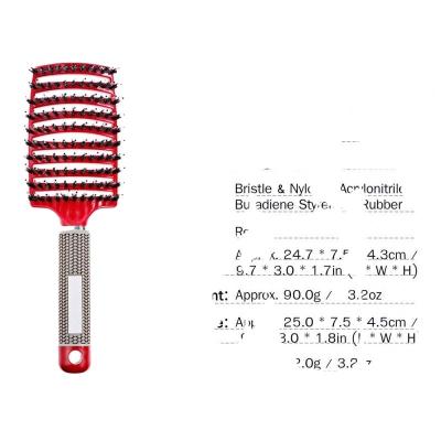 China Vent Hot Sale for Wet Hair Hairdressing Tools Massage Detangling Boar Bristle Barber Hair Comb Brush for sale