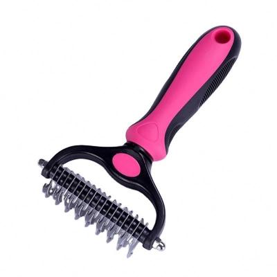 China Viable High Quality Pretty Bristle Self Grooming Professional Tooth Grooming Massager Pet Brush for sale