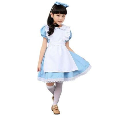 China Viable Wholesale Kids Sheath Short Princess Dress Baby Girl Lolita Apron Maid Cosplay Cotton Dress for sale