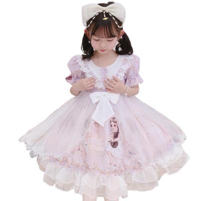 China Turquoise Spanish Petticoat Princess Lolita Dress Girl's Long Sleeve Dance Stage Performance Girl's Petticoat Dress for sale