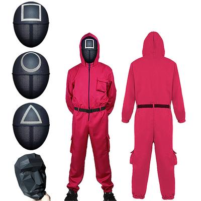 China Korean stage performance red men's suit Halloween party costume 2021 hit movie squid game dress for sale