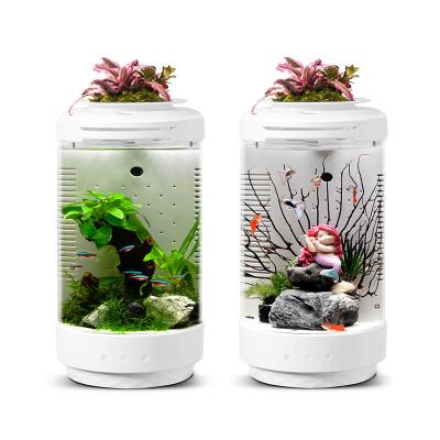 China MICMOL Mini Fish Tank Multi-Color LED Aquarium Viable Desktop Tank Grow Plants for Birthday Gift and Workplace Home Decor for sale