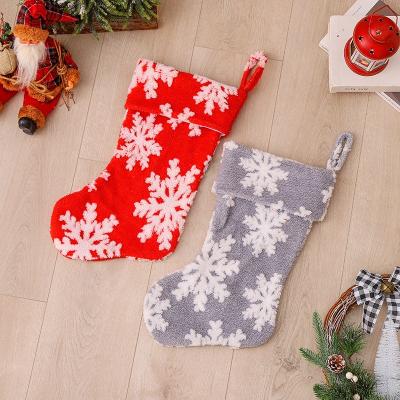 China Cloth Wholesale snowflake Amazon Plush christmas stocking gift bag for decoration cute sublimation christmas stockings for sale