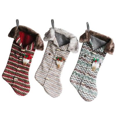 China Cloth Wholesale Merry Christmas Stocking Santa Socks Festival Present Home Decoration Styles Party Ornament For Child Gift for sale