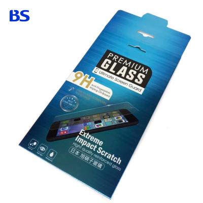 China Recyclable Custom Matte Varnish Envelope Paper Packaging Silver Paper Logo Mobile Phone Tempered Glass Screen Protector Embossing Box for sale