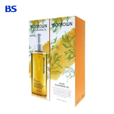 China Recycled Materials Packaging Box Matte Satin Varnish Spot Oil UV Cleansing Serum Embossing Logo Paper Box For Pump Bottle for sale