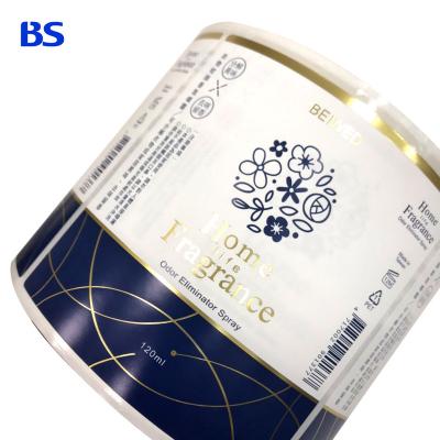 China Waterproof Roll Sticker Food Bangs LOGO Label Adhesive Synthetic Art Paper Glossy Vinyl Waterproof Gold Foil Stickers Roll for sale