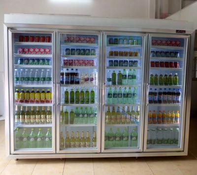 China Single-temperature 3600L triple layer toughened glass door vertical commercial display freezer with CE for sale