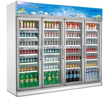 China Upright Single-temperature 4 door refrigerator/glass beverage showcase/used glass door cooler on sale for sale