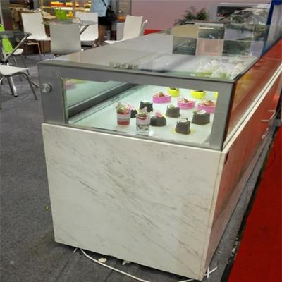 China Single-temperature 2~8 Degree Vertical Cake Display Refrigerator For Bakery Shop With Marble Base for sale