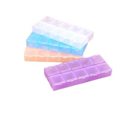 China PP Wholesale Transparent Large Double Tier 10 Cover Medicine Box Nail Art Jewelry Box Independent Grid Small Storage Box for sale