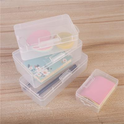 China American Style Mini Clear Plastic Organizer Storage Rectangular Box Containers with Hinged Lids for Small Items and Other Craft Projects for sale