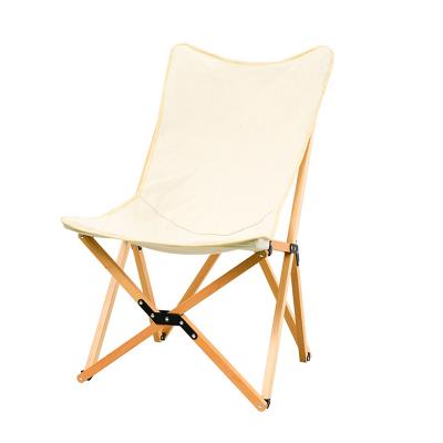 China Wholesale Contemporary Outdoor Wooden Beauty Bag Chair Butterfly Beach Stools Camping Lounge Folding Canvas Foldable Wood Chair for sale