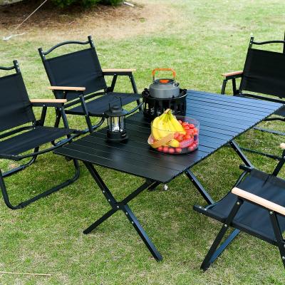 China Contemporary outdoor folding picnic table rollable picnic table new design carbon steel egg roll camping table for sale