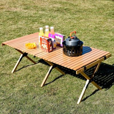 China Portable Outdoor Foldable Cake Roll Picnic Rolling Table Contemporary Camping Wooden Egg Rolling Table Rolling Table for sale