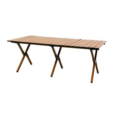 China Contemporary Outdoor Portable Picnic Table Wooden Foldable Low Roll Up Folding Wooden Removable Table For Camping BBQ for sale