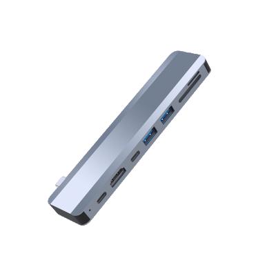 China Computer Type C TV Adapter Card Reader Multifunction Portable Mobile Phone 7 In 1 Hub UHLM701-3 for sale