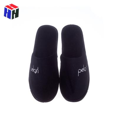 China Closed Toe/Open Toe Flip Flop Black Cotton Close Toe Disposable Washable Hotel Slippers for sale