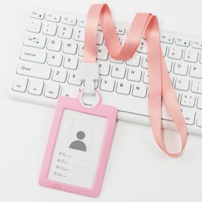 China China factory direct sale school available 8 color inner size 5.4*8.5cm ID holder with neck strap lanyard for sale