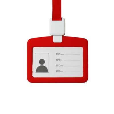 China Professional School Manufacturer China Vertical Outer Size 7*11cm Plastic Holder With Neck Lanyard for sale