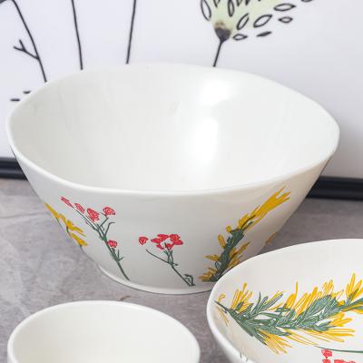 China Viable Wholesale Custom Printed Ceramic Flower Round Shape Dish Dish Dinnerware Bowls For Soup Restaurant Dishes for sale