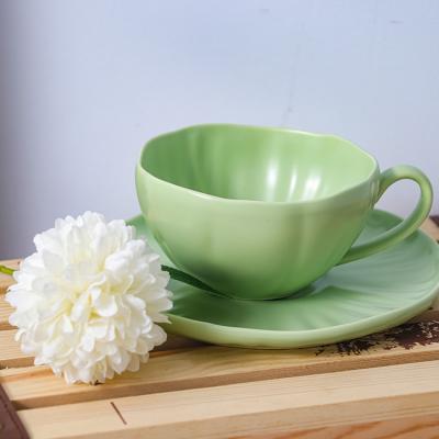 China Viable Promotional Cheap Green 250ml Ceramic Espresso Cup With Saucer for sale