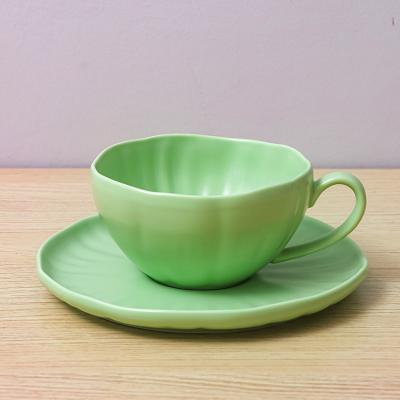 China New Product INS Macaron Porcelain Series Coffee Cup Viable Hot Nordic Popular Coffee Ceramic Cup and Saucer Set for sale