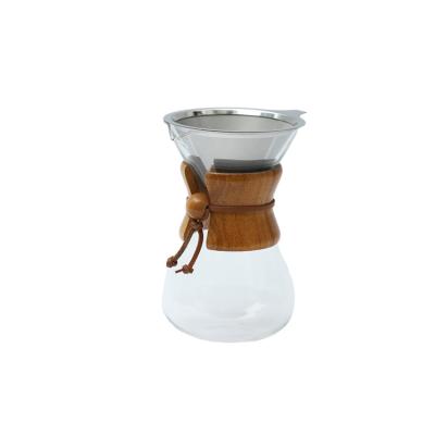 China Custom Viable Factory 800ml Handmade Coffee Glass Pot With Filter And Cork Borosilicate Glass Pour Over Coffee Maker for sale