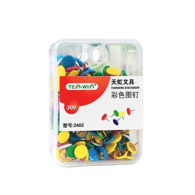 China Office Tenwin Stationery 2402 Colorful Metal Nail Paper Push Pin Office Stationery Supplies 300pcs for sale