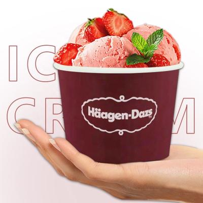 China Recyclable Custom 16oz Disposable Biodegradable Ice Cream Container Double Skinned Paper Ice Cream Cups for sale