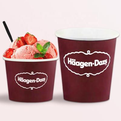 China Recyclable Customized 8oz Disposable Eco-friendly Double-skinned Paper Ice Cream Cups for sale