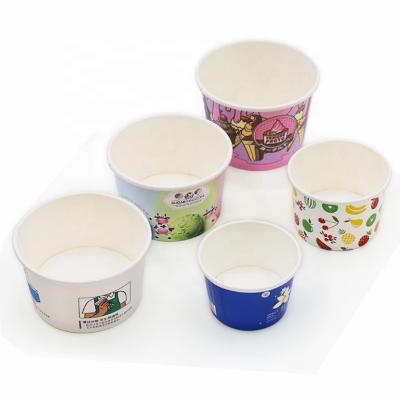 China Recyclable 4oz 5oz paper  packaging container biodegradable box ice cream cup white with spoon for sale