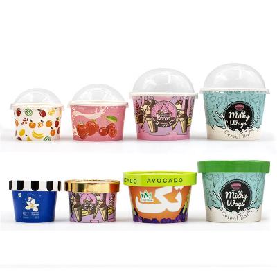 China Recyclable 3oz 3.5oz Take Away Biodegradable Branded Whole Sale Sundae Packaging Ice Cream Cup Paper for sale