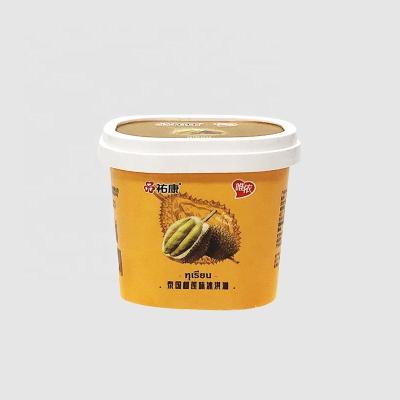 China Recyclable 5oz square wholesale containers packaging square ice cream paper cup with lid spoon for sale