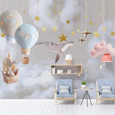 China Modern 3d children's room bedroom background wall fabric nsa roll up pink mural wallpaper for sale