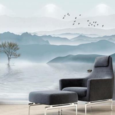 China Custom ink modern landscape TV background wallpaper 3d landscape wallpaper bedroom living room mural wallpaper for sale