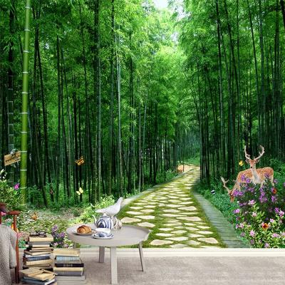 China Modern bamboo forest landscape 3d5d background wallpaper hotel bamboo natural pastoral three-dimensional mural for sale