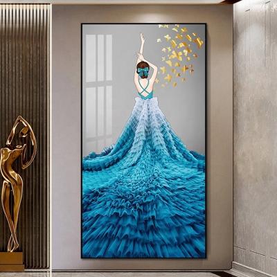 China Modern Art Decorative Vertical Diamond Room Dancing Hallway Porch Crystal Painting for sale