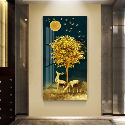 China Hallway Modern Vertical Nordic Diamond Decoration Porch Modern Art Crystal Painting for sale