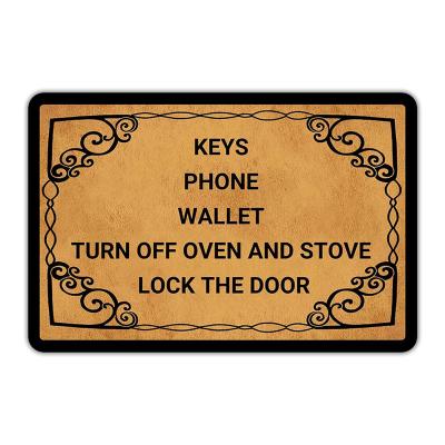 China Washable Funny Home Mats Doormat Keys Phone Wallet Stop Oven And Stove Lock Top Door Mat Door Mats Funny Door Rugs Fabric for sale