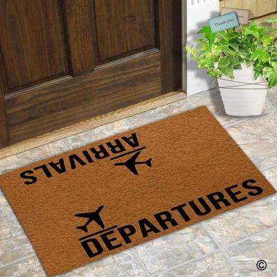 China Washable Decorative Indoor Outdoor Nonwoven Fabric Top Door Mat Door Mat Funny Doormat Arrivals Departures Entrance Floor Mat for sale