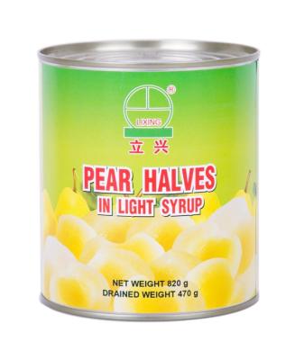 China New Product Canned 820g China Canned Pear Halves In Light Syrup for sale