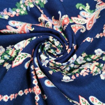 China Stretch Hot sell stretch single jersey fabric flower printed knitted textile telas for sale